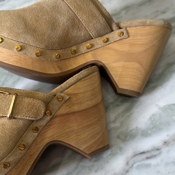 Brand new Veronica beard tan suede and wood clogs - Picture 5 of 6